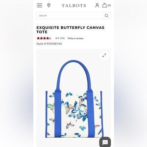 Talbots Butterfly Tote NWTS